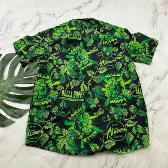Altamont Beer Works Mens Hella Hoppy Party Shirt Size XXL Black Green Hops IPA - Picture 2 of 3